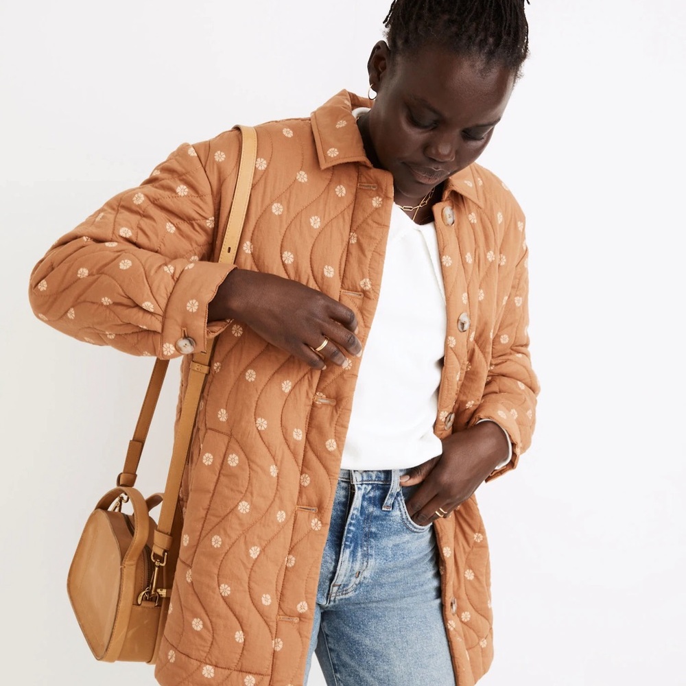 Madewell Brown Quilted Jacket XXS - Picture 3 of 6